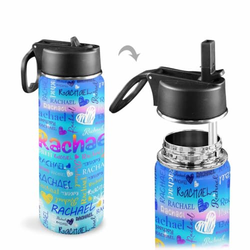 MyPupSocks Personalized Water Bottle for Kids, Customized Water Bottle for Girls & Boys School, Custom Name Stainless Steel Water Bottle, 18oz Insulated Leak Proof Kids Cup with Straw Lid - color: Color 93