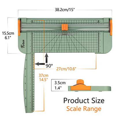 Firbon A4 Paper Cutter, 12 Inch Paper Trimmer with Extened Ruler, Morandi | 12 Sheet Capacity | CM & Inch Scale | Spring-Loaded Safe Blade | Cuts Cardstock, Vinyl, Coupons, Labels & Scrapbooking Crafts - color: Morandi