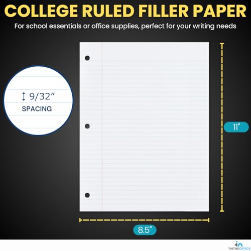 1InTheOffice Loose Leaf Paper College Ruled, Filler Paper 8 1/2" x 11", 400 Sheets (400 Sheets) - size: 400 Sheets