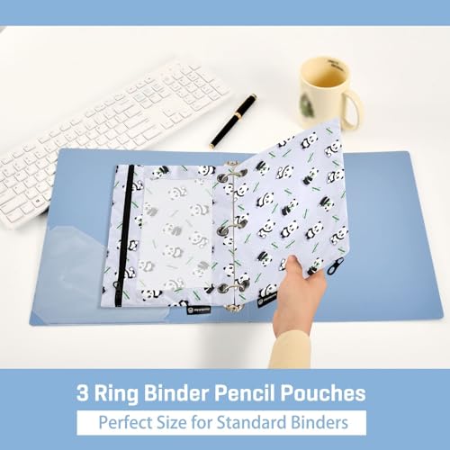 ZAZYXTJ Personalized Cute Panda Binder Pencil Pouchs 3 Ring with Zipper Clear Window Office Organizers bag for School Students Teacher Supplies 2 Pack - color: Panda