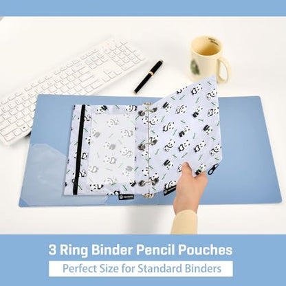 ZAZYXTJ Personalized Cute Panda Binder Pencil Pouchs 3 Ring with Zipper Clear Window Office Organizers bag for School Students Teacher Supplies 2 Pack - color: Panda