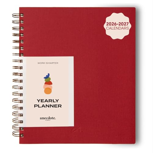 Anecdote Spiral Planner w/ 2026-2027 Calendar (8.5" x 10") 52 Weeks Undated | Start Anytime, 255 Planner Pages | To-Do List Organizer, Plan Your Success, Achieve Productivity Goals (Red) - color: Red, size: Spiral (8.5" x 10")