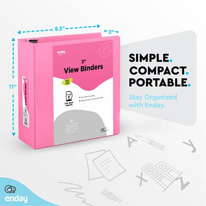 3 Inch Binder (2 Pack) Pink and Purple 3 Ring Binder 3 inch, Clear View Cover with 2 Inside Pockets, Three Ring Binders for Home, Office and School Supplies - Enday - color: Pink - Purple, size: 3-Inch