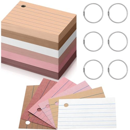 Epakh 300 Pieces Lined Index Cards 180 GSM Thick Flash Cards with Rings Notecards Punched Back to School for Studying Adults Home College Office(2 x 3 Inch,Yellow Series) - color: Yellow Series, size: 2 x 3 Inch