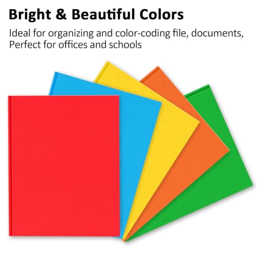 FUCDTEFC 2 Pocket Folders with Prongs, 5 Pack Paper Folders with Pockets and Prongs, File Folders with Fasteners, Heavy Duty Two Pocket 3 Prong Folders for Office School Letter Size, 5 Bright Color