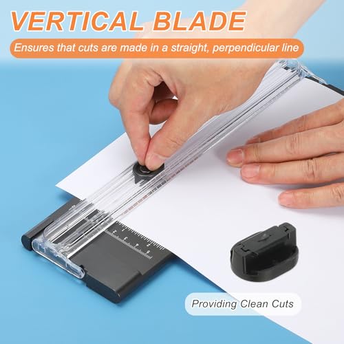 PATIKIL Paper Cutter Trimmer, A4 Straight Small Portable Paper Slide Paper Slicer with Safe-Guard for Craft Cardstock Label Card, Scrapbook Photo, Black, with 1 Blade - color: Black