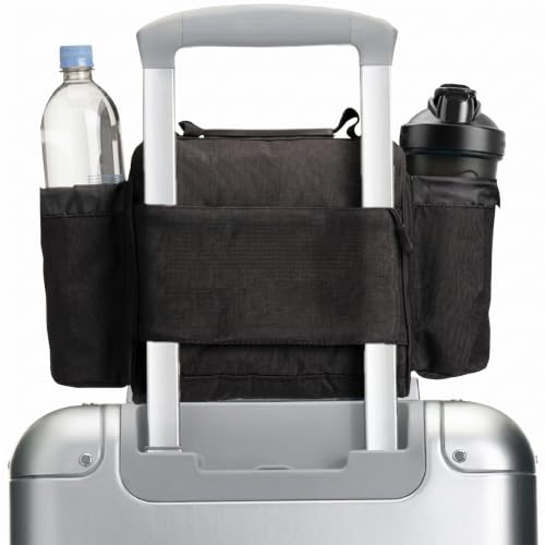 Hydra Cup Insulated Meal Prep Lunch Bag, Large Travel Lunch Box Included with Containers, Shaker Bottle, Funnels, Ice Packs, Cup Holder and Luggage Sleeve (Black) - color: Black
