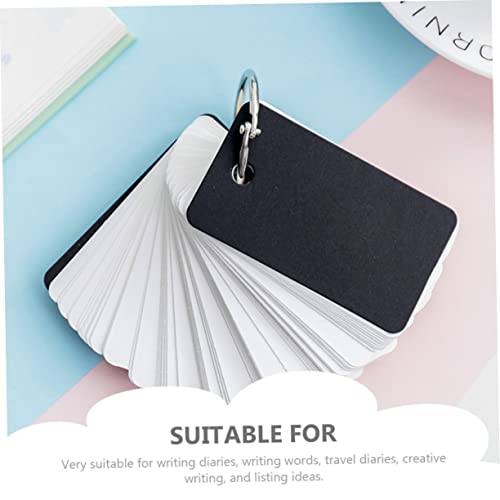 DOITOOL 4pcs Blank Flashcards with Binder Ring DIY Note Pads for Vocabulary Daily Planning and Creative Writing Black and Kraft Paper Memory Cards