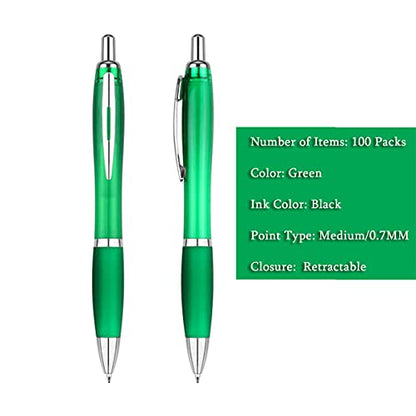 100 Pack Personalized Plastic Pens Bulk - Custom Logo Printed Pens - color: Green