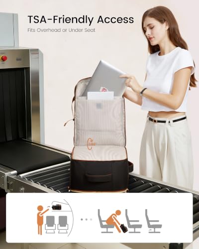 LOVEVOOK Travel Backpack for Women, 40L Carry On Backpack Flight Approved, Large Personal Item Bag Fits 17 inch Laptop, TSA Approved Luggage with 3 Packing Cubes,Waterproof Weekender Gym Daypack - color: Black-white-brown, size: 40L
