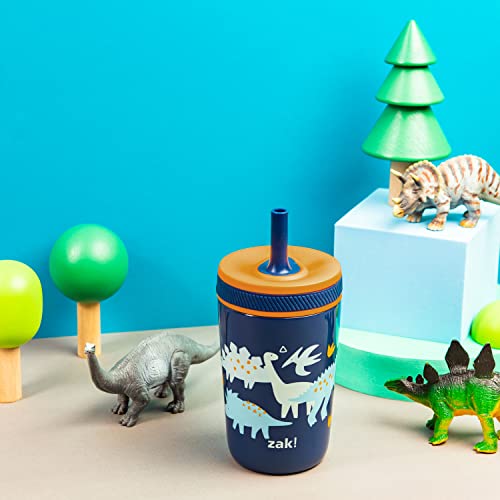 Zak Designs Kelso Toddler Cups For Travel or At Home, 12oz Vacuum Insulated Stainless Steel Sippy Cup With Leak-Proof Design is Perfect For Kids (Zaksaurus) - color: Dinosaur
