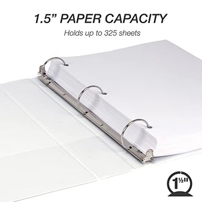 Samsill 1.5 Inch 3 Ring Binders, Economy Round Ring, Clear View Cover, 325 Sheet Capacity - for School, Home, Office - White, 4 Pack - color: White, size: 4-Pack, style: 1.5-Inch