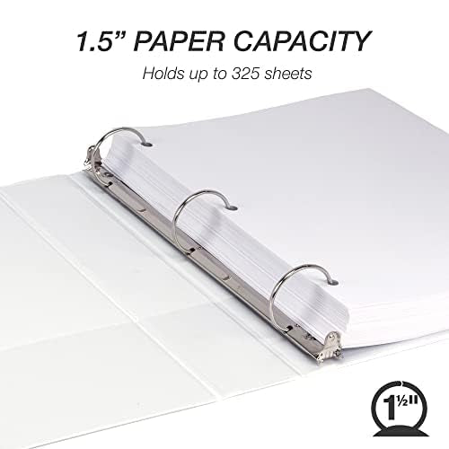 Samsill 1.5 Inch 3 Ring Binders, Economy Round Ring, Clear View Cover, 325 Sheet Capacity - for School, Home, Office - White, 4 Pack - color: White, size: 4-Pack, style: 1.5-Inch