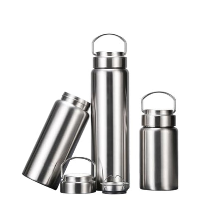 CDJ 12 oz Vacuum Insulated Stainless Steel Water Bottle with Handle, Leak-Proof Double Walled Water Bottle, Reusable and Portable, Metal Water Bottle for School, Hiking, Camping - size: 12 Ounces