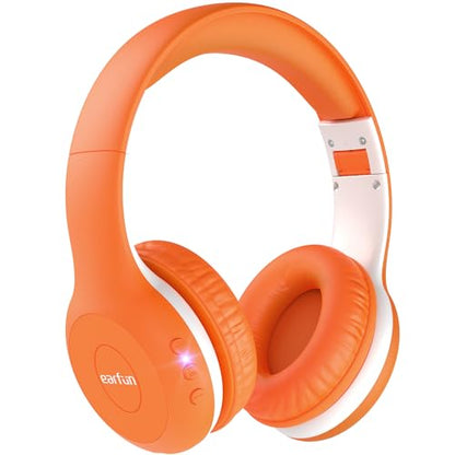 EarFun K2 Kids Bluetooth Headphones, Kids Headphones with Volume Limited, 40H Playtime, Built-in Mic, Stereo Sound, Foldable Over-Ear Headphone for School/Travel/iPad/Tablet, Orange - color: Orange