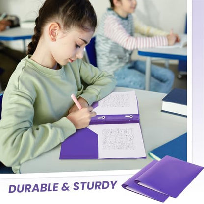 Yeaqee 150 Pack Plastic Folders with Prongs Heavy Duty Plastic 2 Pocket Folder with 3 Prongs, Business Card Slot for Back to School Office Home 11.6 x 9.5 Inch (Purple) - color: Purple