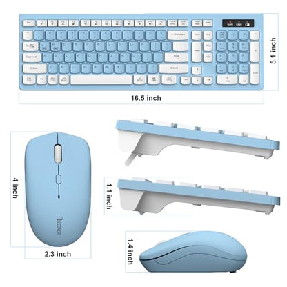 Wireless Keyboard and Mouse Combo, Full-Sized Wireless Keyboard and Adjustable DPI Mouse, 2.4GHz USB Receiver, Keyboard and Mouse for PC, Windows, Desktop, Laptop (Sky Blue-A) - color: Sky Blue-A
