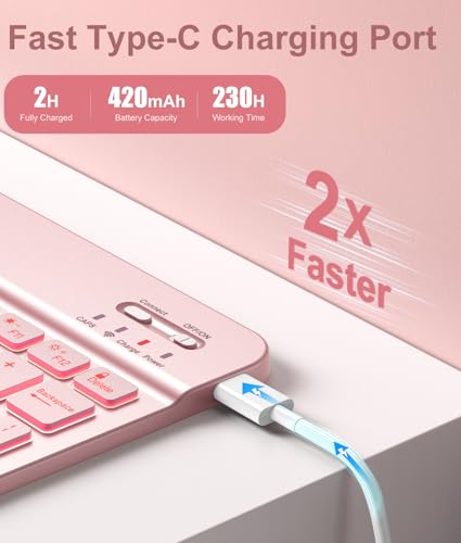 Hamile for iPad 11th 10th Generation Case with Keyboard - 7 Colors Backlit Wireless Detachable Folio Keyboard Cover with Pencil Holder for iPad A16 11-inch 2025 10th Gen 10.9 Inch 2022 (Pink Rose) - color: Pink Rose