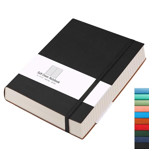 AHGXG 8.5''×11'' Notebook College Ruled - Large A4 Notebook Lined Journal - 320 Pages Thick Journal for Writing, 100gsm Thick Paper, Leather Softcover, for Work School - Black - color: Black, size: A4