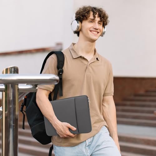 RAINYEAR Laptop Sleeve Case Compatible with 13.3 Inch Notebook Computer Chromebook 14" MacBook Pro/Max M1 M2 M3 M4 M5 Cover Soft Bag with Front Pocket & Accessories Pouch (Gray, Upgraded Version) - color: Gray(Upgraded Version), size: 13"-13.3"