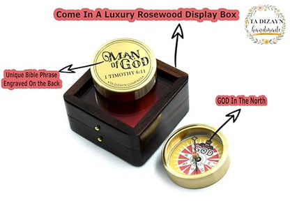 For I Know The Plans I Have For You, Jeremiah 29:11, Solid Brass Directional Engraved Compass, Baptism Gifts for Boys Girls, First Communion, Christian Gifts for Men, First Confirmation Gifts for Boys - style: # 2 Man of God 1 Timothy 6:11