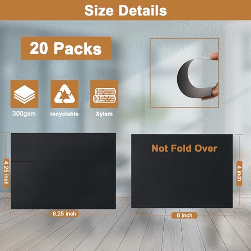 Silunkia Black Blank Greeting Cards and Envelopes 4 x 6 Heavyweight Flat Cardstock and A4 Envelopes Printable Self Seal 20 Packs for DIY Wedding Invitations, Birthday, Thank You Cards - color: Black, size: 4x6-20pcs