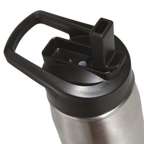 adidas Stainless Steel Metal Water Bottle 20 oz (600 mL) Straw Lid - color: Stainless Steel/Black 1