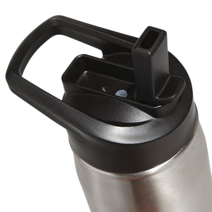 adidas Stainless Steel Metal Water Bottle 20 oz (600 mL) Straw Lid - color: Stainless Steel/Black 1