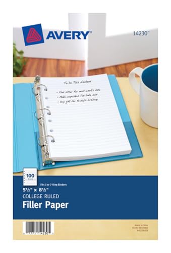 Avery Mini Filler Paper, 5.5 x 8.5 Inches, 200 Sheets (14230)
