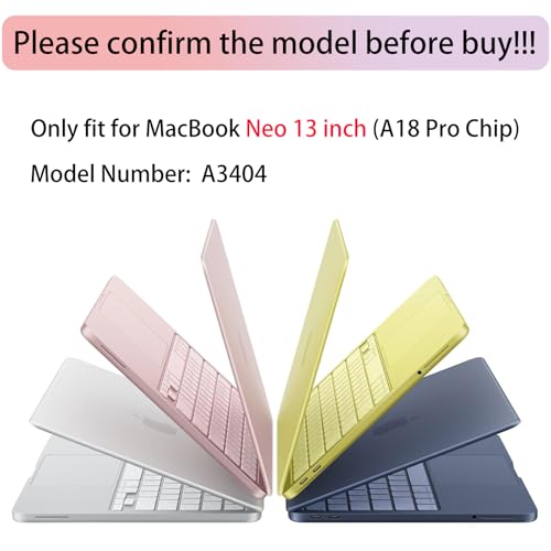 Teryeefi for New MacBook Neo 13 inch 2026 Release Model A3404, Sleek Hard Shell Cover, Keyboard Skin, Screen Protector & USB-C Adapter (Pink Flower W077) - color: Pink Flower W077