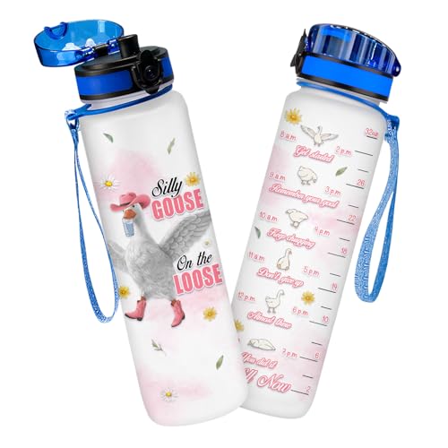 Silly Goose Water Bottle 32oz – Funny Goose Meme Hydration Bottle, Cute Animal Gift for Goose Lovers, Daily Motivation Drink Water Bottle - color: Silly Goose