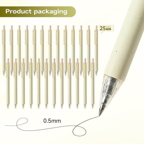Aesthetic pens Black Ink Pens Cream Pen Fine Point Smooth Writing Pens, High-End Series Pens for Journaling Note Taking, Cute Office School Supplies Gifts for Women Men - color: 25 Beige Black Ink