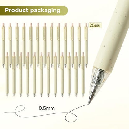 Aesthetic pens Black Ink Pens Cream Pen Fine Point Smooth Writing Pens, High-End Series Pens for Journaling Note Taking, Cute Office School Supplies Gifts for Women Men - color: 25 Beige Black Ink