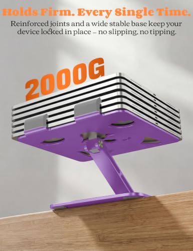 Aoviho Tablet Stand for iPad with 360° Rotating Base – Aluminum Adjustable Tablet Stand for Desk, Cute Dog Design Holder for iPad Pro/Air/Mini, Samsung Galaxy, Kindle, 4″–13″ Devices,Purple - color: Purple