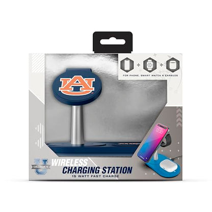 SOAR Collegiate 3-in-1 Wireless Charging Station - color: Auburn Tigers