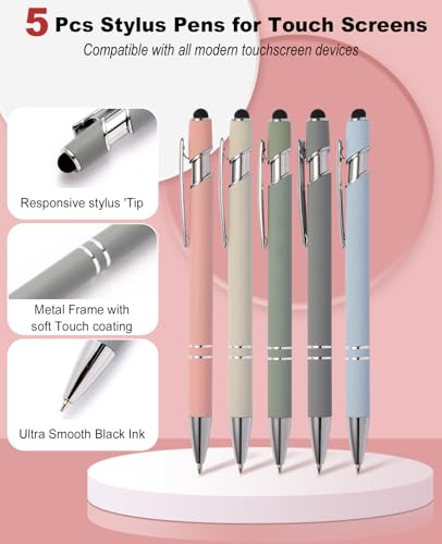 39PCS Aesthetic School Supplies with Cute Pencil Case, 5X Ballpoint Pens with Stylus Tip, 12X Pastel Highlighters, 6X Mechanical Pencil Set 0.5&0.7mm, Suit for Preppy School College Essentials(blue) - color: Blue