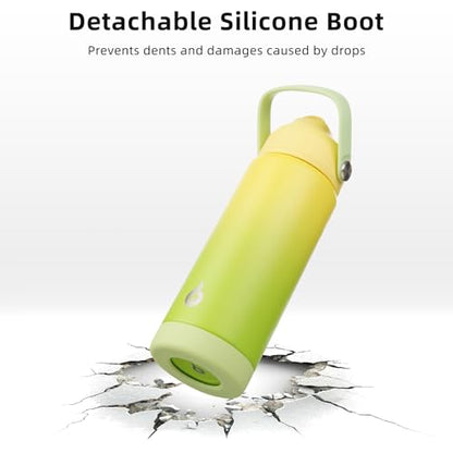 BJPKPK Insulated Water Bottle with Straw Lid, 18oz Thermo Water Bottles, Flex Handle & Non-slip Boot, BPA Free Leak Proof Stainless Steel Metal Thermo, Tumblers, Cups,Fresh Green - color: Fresh Green, size: 18 Ounces