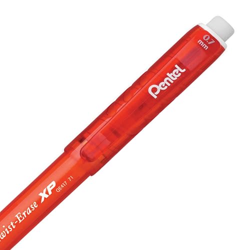 Pentel Twist Erase EXPRESS Automatic Pencil, 0.7mm Lead Size, Red Barrel, Box of 12 (QE417B) - color: Red, size: 12 Count (Pack of 1)