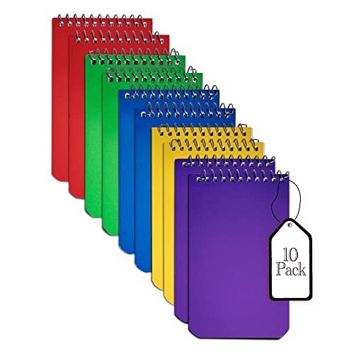 Memo Books, Wirebound Top Spiral Memo Pads 3x5” Inch, Lined College Ruled Paper, Pocket Notebook, Memo Pads for Home Office Accessories, Mini Note Pads - 3x5 Inch - Assorted Colors, 50 Sheets - 10 Pack