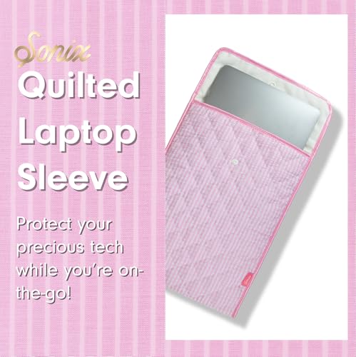 Sonix | Quilted Laptop Sleeve | 13-14 Inch, Quilted Soft Comfy Laptop Carrying Case, Computer Sleeve | Seersucker Pink (13" - 14") - color: Seersucker Pink