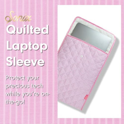 Sonix | Quilted Laptop Sleeve | 13-14 Inch, Quilted Soft Comfy Laptop Carrying Case, Computer Sleeve | Seersucker Pink (13" - 14") - color: Seersucker Pink