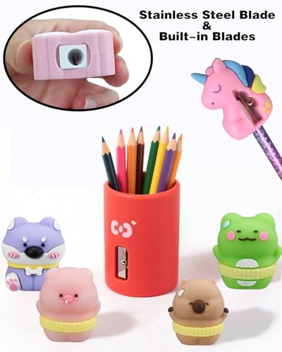 8 Pack Cute Pencil Sharpener for Kids, Fun Pencil Sharpener for Kids, Cartoon Handheld Little Pencil Sharpeners Bulk, Kawaii Stationary Gifts(Style 2) - style: Style 2