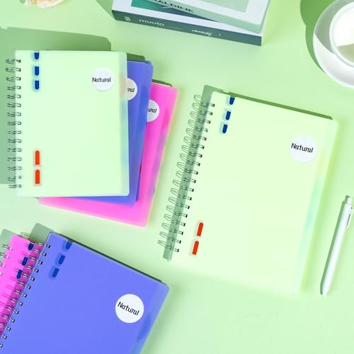 Yoment 5 Subject Notebook with Tabs Dividers B5 Spiral Notebook, 7" X 10" Lined Journal Notebooks for School Office Work, 206 Pages Notebooks for Women Men School Meeting, Pink