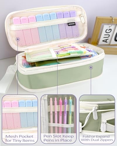JIZHIYUAN Mechanical Pencil Set with Green Pencil Case,12X Pastel Mechanical Pencil 0.5mm-2.0mm with 564X HB+36X Color Leads for Writing, Drafting, Drawing, Sketching Ideal College Study Essentials - color: Green