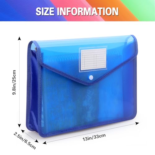 Tamaki Plastic Expanding File Folder, Fit Letter/A4 Size, Blue, 1 Pack | Transparent envelopes with Snap Closure, No Dividers, Large Capacity - color: Blue