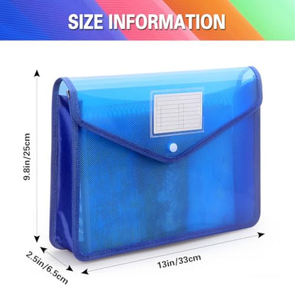 Tamaki Plastic Expanding File Folder, Fit Letter/A4 Size, Blue, 1 Pack | Transparent envelopes with Snap Closure, No Dividers, Large Capacity - color: Blue