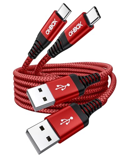 USB to USB C Cable Fast Charging [2 Pack 3FT], USB A to USB C Cable for Car | Durable Braided USB Type C iPhone Charger USBC Cord for iPhone 17/16/15/Pro Max/Plus, Samsung Galaxy S23 and More-Red - color: Red, size: 3FT, style: USB A to USB C