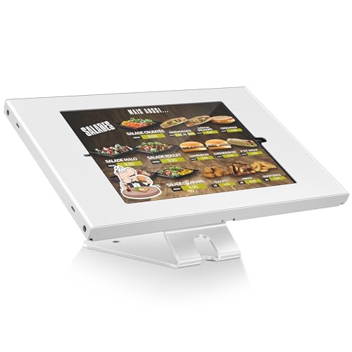 AboveTEK Anti-Theft Tablet Stand – iPad Locking & Security Stand, Countertop & Wall Mount POS Stand, 360° Swivel Kiosk Stand for iPad/iPad Air/iPad Pro – Ideal for Retail Business (White) - color: White