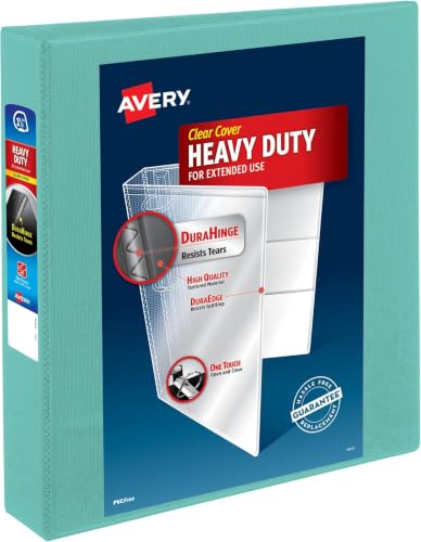 Avery Heavy-Duty View 3 Ring Binder,1.5 Inch EZD Rings,Great for Portfolios,Office,School Notebooks,and More,1 Mint Binder (79271),(Pack of 6) - color: Mint, size: 1.5" (Pack of 6)