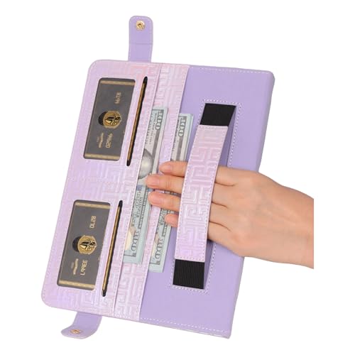 Shiny Case for iPad mini 5/4/3/2/1, Mini 7.9" Handbag Case, Techcircle Iridescent PU Leather Folio Envelope Pocket Stand Cover with Hand Strap+Shoulder Strap+Pencil Holder+Card Slots, Shiny Lilac - color: 03 Shiny Lilac, size: iPad Mini 5/4/3/2/1 7.9"
